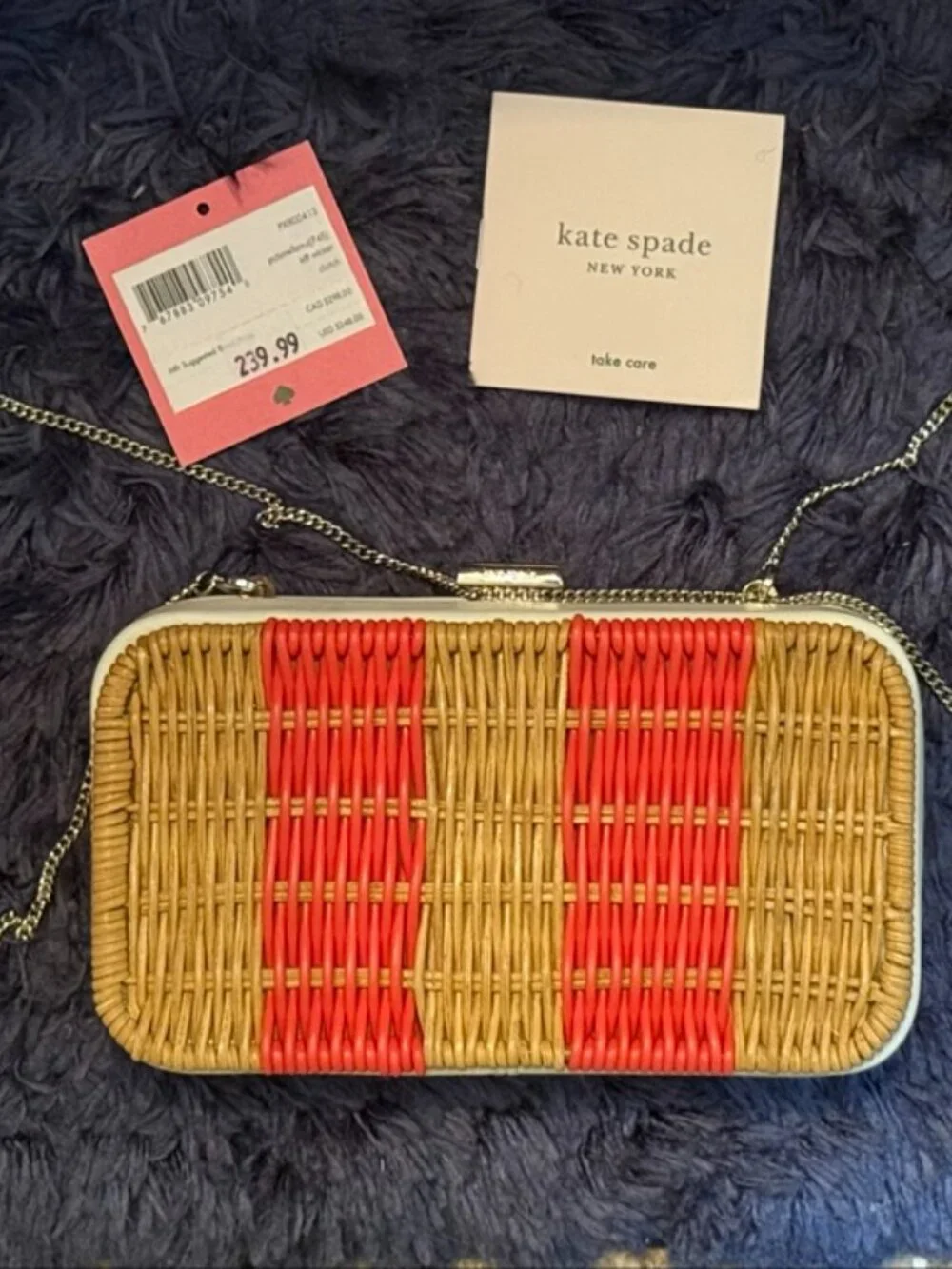 Kate Spade Palmetto Street Kiff Wicker Clutch (Natural/Coral)